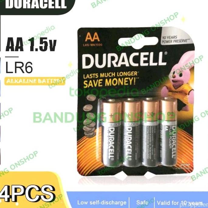 DURACELL AA 1,5V ALKALINE BATERAI BATRE ALKALINE 1,5V AA 4PCS DURACELL murah