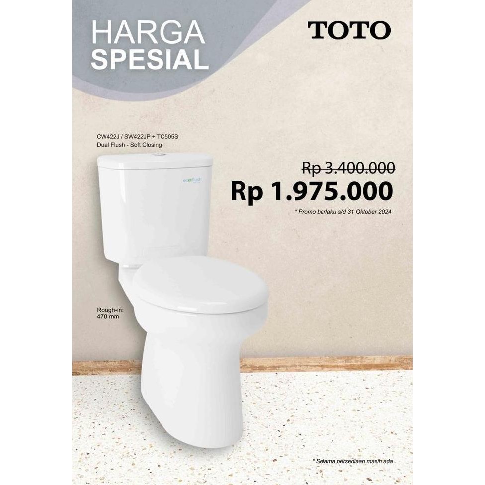 Closet Duduk Toto Cw 422 J + Sw 422 Jp / Cw422J + Sw422Jp Murah Berkualitas