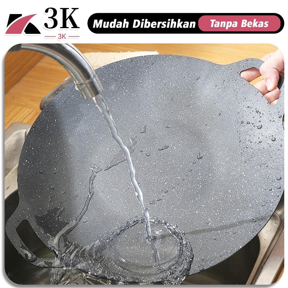 Bisa Cod (3K Surabaya) Wajan Datar Bbq Anti Lengket 34Cm Serbaguna/Panci Panggangan Ikan Grill Steak