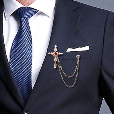 Kiama Bros Jas Pin Salib Lapel Pin Rantai Salib Gold Sier