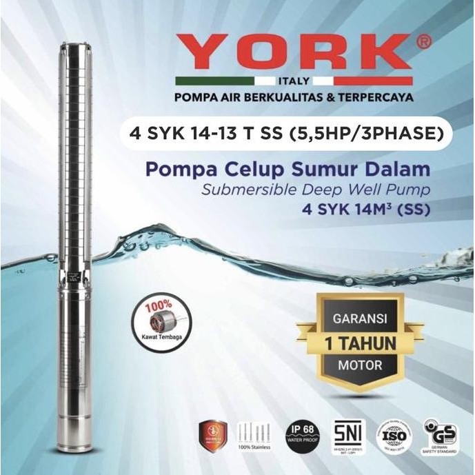 =+=+=+] YORK 4SYK 14-13 T SS 5,5 hp + c.box submersible 3 phase 4 syk 4 kw