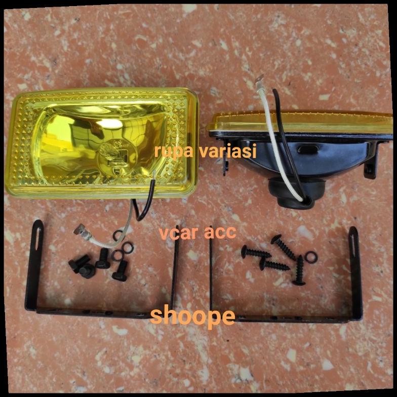Foglamp lampu kabut SOROT bumper depan MOBIL kotak persegi modifikasi Suzuki Baleno new putih kuning