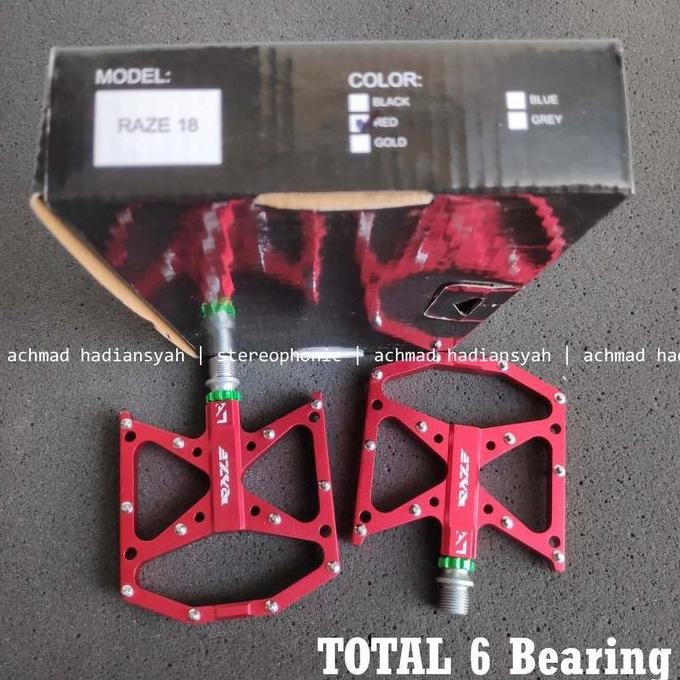 TOTAL 6 BEARING.. PEDAL RAZE 18 MERAH PEDAL FLAT PEDAL TAPAK LEBAR ORIGINAL DAN TERPERCAYA