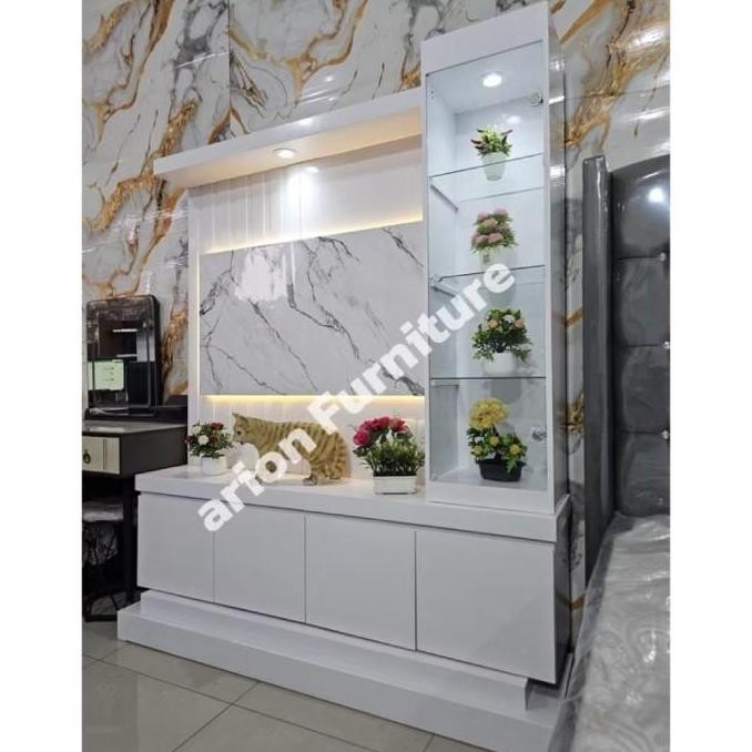 bufet tv / bufet partisi / bufet tv backdrop / penyekat ruangan berlampu NS