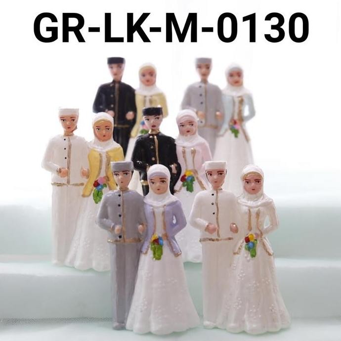 Gr-Lk-M-0130 Cake Topper Mainan Lokal Pengantin Hijab Kecil ( Bisa Cod )