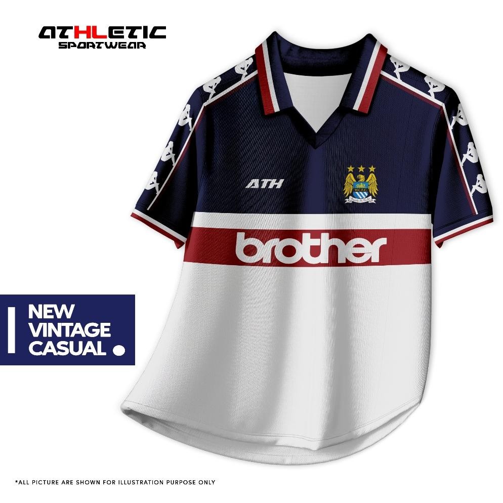 ATHLETIC SPORTWEAR - Jersey Vintage Bola Fantasy Manchester City Away 1997 Fullprinting Casual - Ata