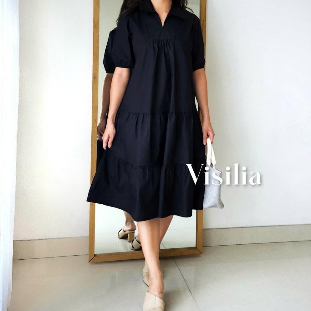 [VISILIA] Camellia Dress | Korean Midi Babydoll Dres Bahan Katun Premium Pretty Aesthetic Fashion Ko