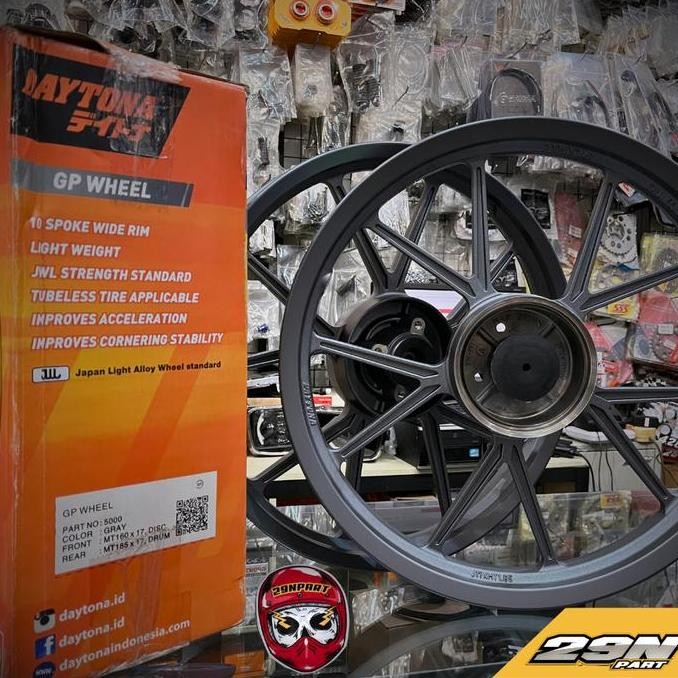 VELG DAYTONA ORIGINAL GP WHEEL GREY 160 185 RING 17 CAKRAM TROMOL YAMAHA HONDA SUZUKI RX KING F1ZR J