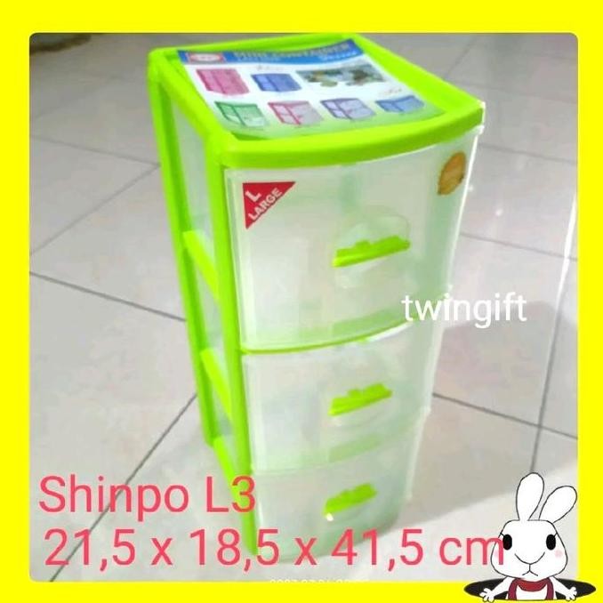 Rak Container Laci, Besar, Shinpo Susun 3