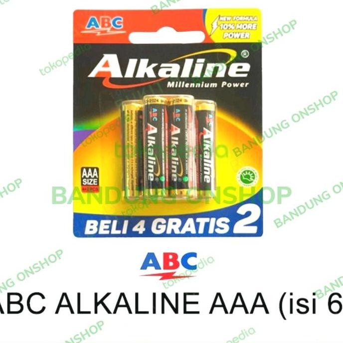 Abc Alkaline Aaa 1,5V Isi 6 Pcs Batre Baterai 1,5V Alkaline Aaa 6X Abc