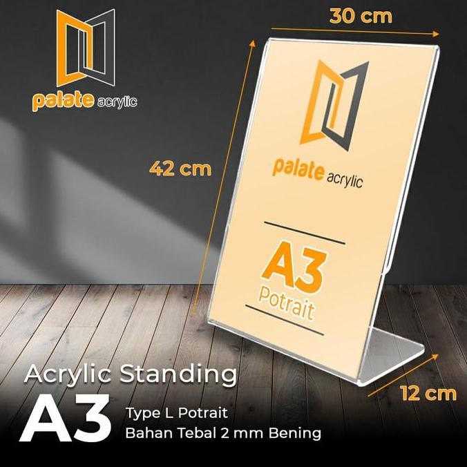 Akrilik A3 / Acrylic Tent Holder /Akrilik Menu A3 L Portrait 3Mm