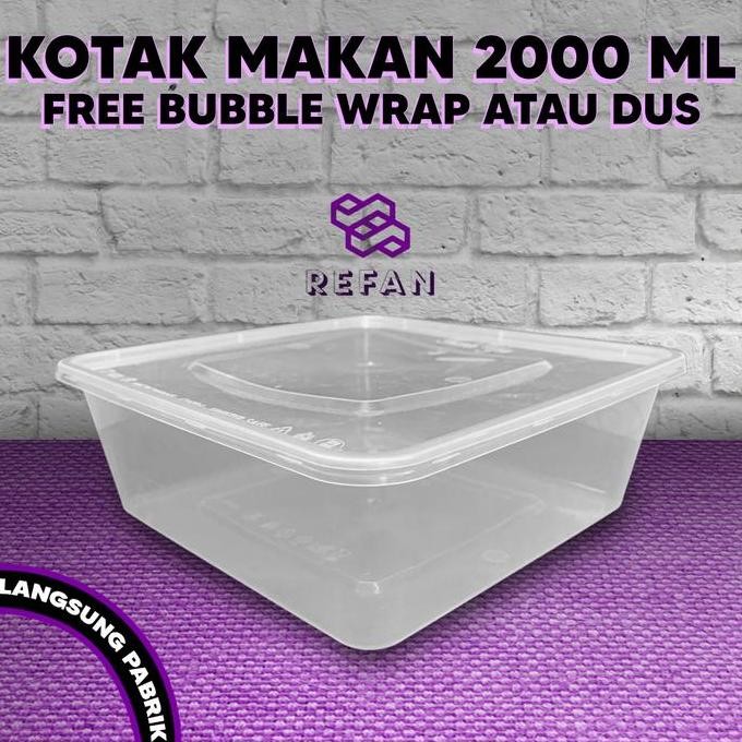 Kotak Makan Persegi 2000Ml - Box Thinwall Food Container 2000Ml