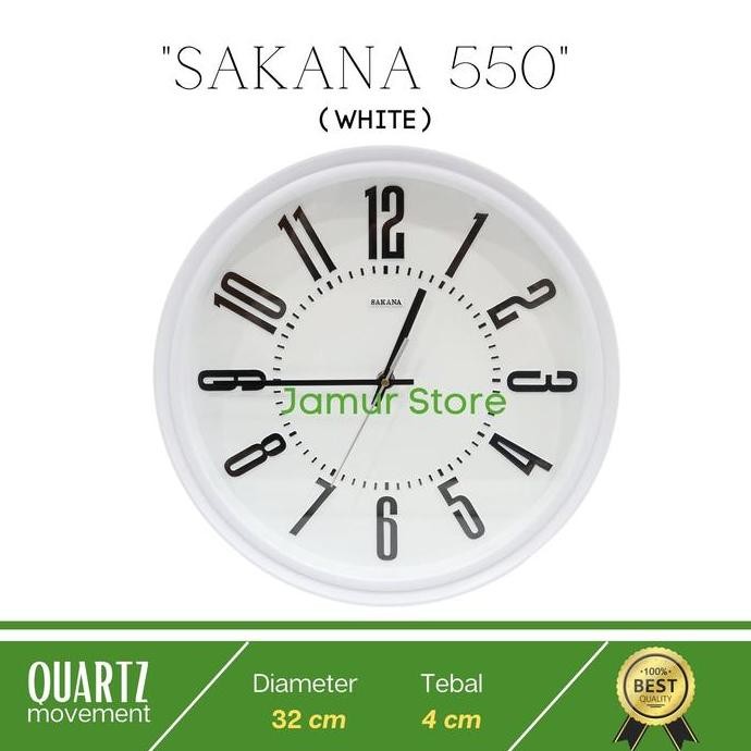 Wall Clock Sakana 550 Putih/Jam Dinding Sakana 550 Original Sakana Mesin