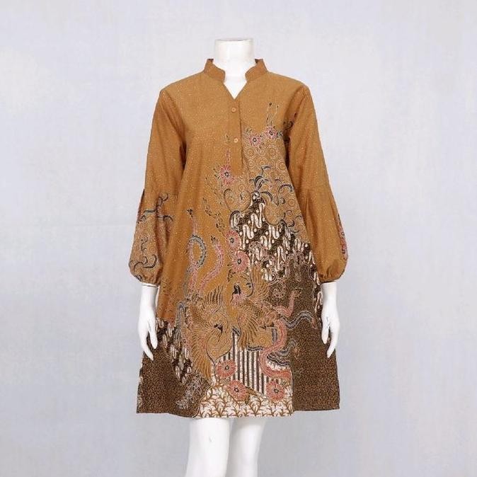 (Good) Batik Wanita Tunik Sogan RatuRatih Bahan Katun Primisima Pola SMLXLXXL XXXL Muslim Panjang