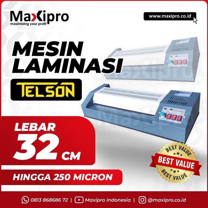 Mesin Laminating Panas Dingin Telson A3 YG-320C Laminasi Roll 25mm BIM