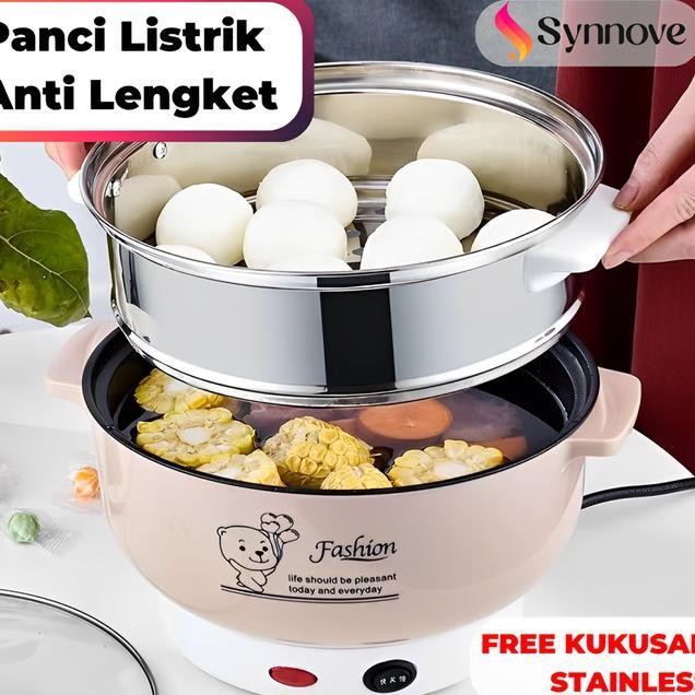 Panci Listrik Serbaguna Free Kukusan Panci Elektrik Multifungsi Steamer Panci Kukus