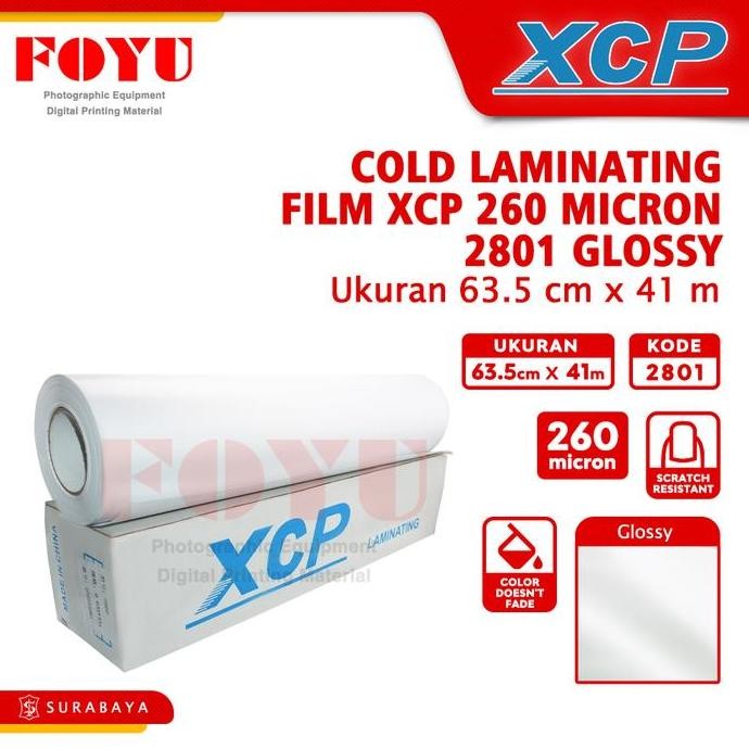 PROMO DISKON - Plastik Laminasi Laminating Cold Dingin XCP Roll 260 mic 63.5CMx41M Glossy 2801 Mesin