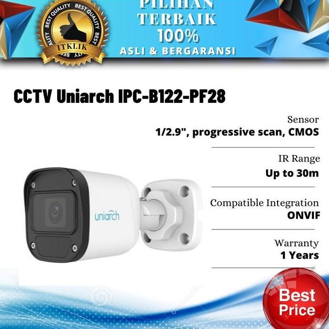 NEW - UNIARCH CCTV IPC-B122-PF28(40) 2MP Mini Fixed Bullet Network Camera