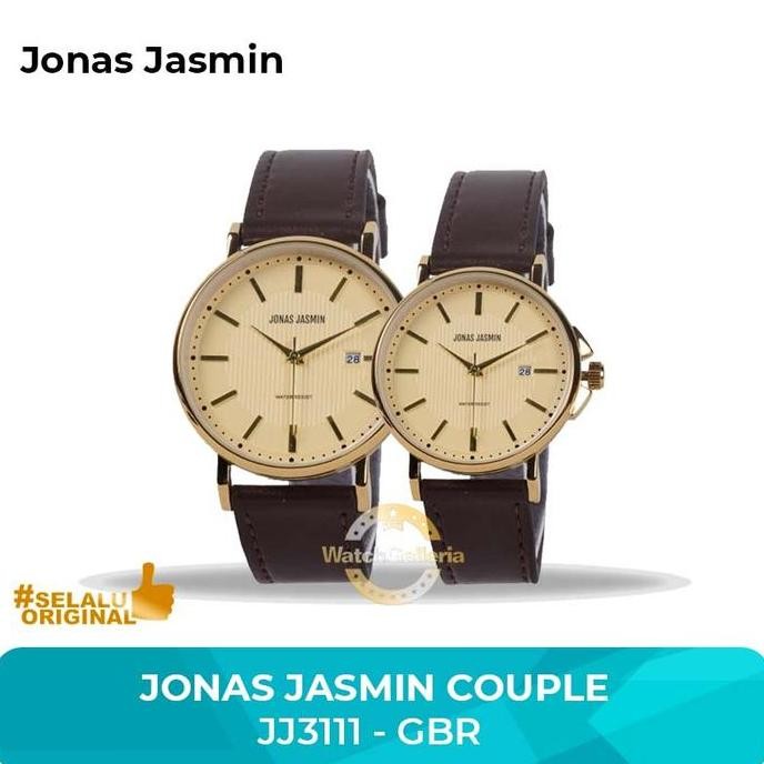 PROMO - Jam Tangan Couple JONAS JASMIN JJ3111M 3111 Gold Brown Original Murah