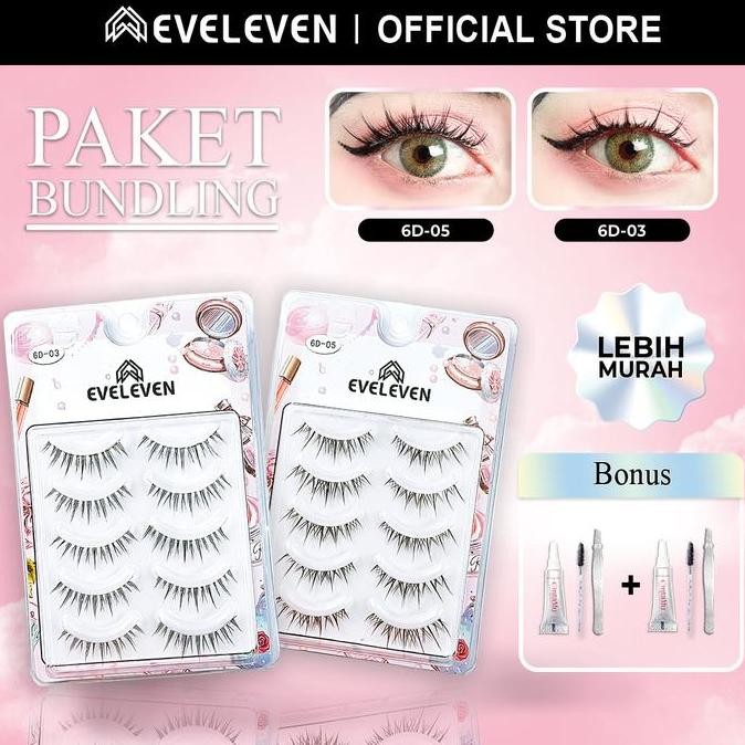 TERBARU - EVELEVEN 6d-03 dan 6d-05 spesial bundling bulumata eyelashes Lem Extension Natural
