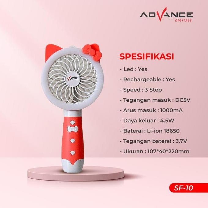 Kipas Angin Tangan Portable SF-10 / SF10 Kipas Angin Mini Lampu LED Votre