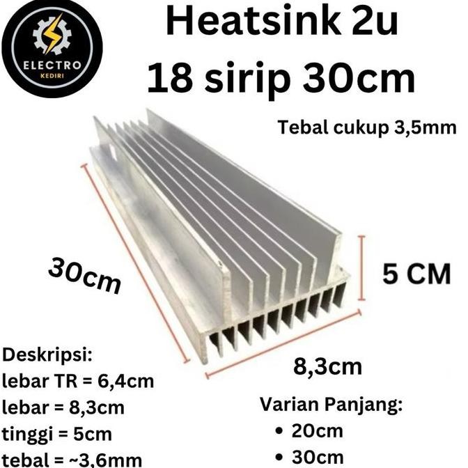 %%%%] Heatsink 2u 30cm | pendingin 18 sirip 2 u 30 cm 18sirip hetsing