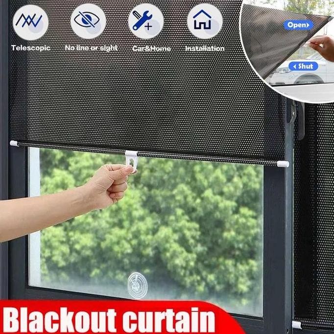 Roller Blind Tirai Cover Jendela Kaca Tempel Gorden Rumah Kantor AS