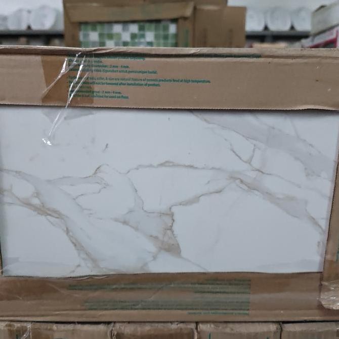 Terbaik Keramik 25X40 Marble Marmer Carara 100% Ori