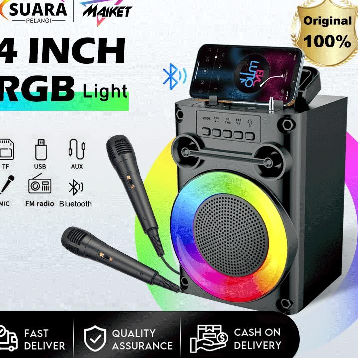 Pro Bassmaiket Speaker Bluetooth Karaoke Protable Bass With Mic Polytron Besar Mini Wireless Musik B