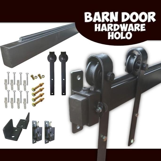 SLIDING BARN DOOR HARDWARE, BESI REL PINTU GESER HOLO PANJANG 140 CM ORIGINAL DAN TERPERCAYA