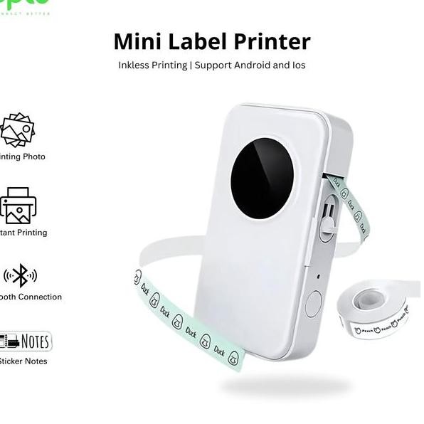 Uplu Wireless Bluetooth Thermal Printer Mini Printer Label Inkless Tanpa Tinta
