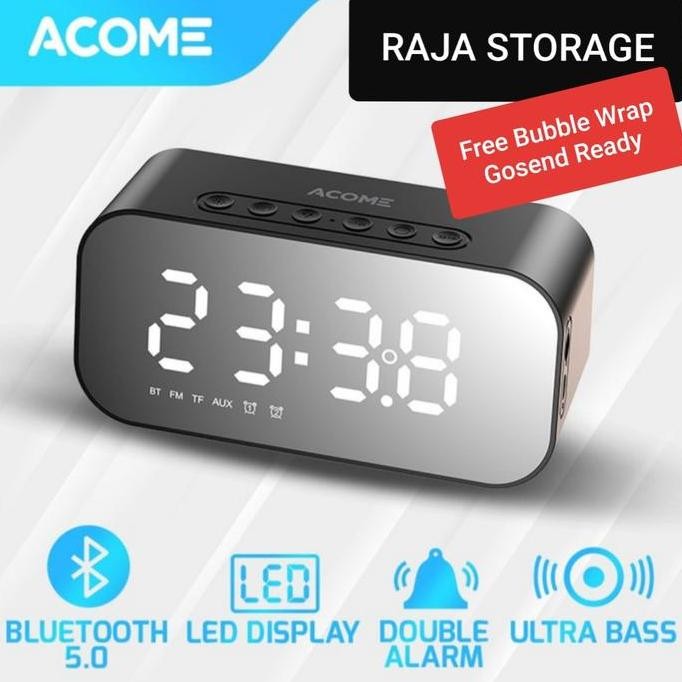 Acome A5 Speaker Bluetooth 5.0 Jam Alarm Led Display Ultra Bass Original
