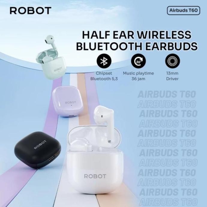 Tws Robot Airbuds T50 Headset Earphone Handfree Bluetooth 5.1 Original Original