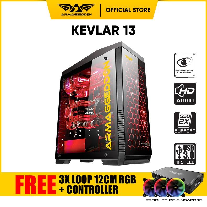 NEW [ CLEARANCE ] Armaggeddon Casing PC Gaming Case Kevlar 13 - Acrylic Full ATX Gaming Chassis