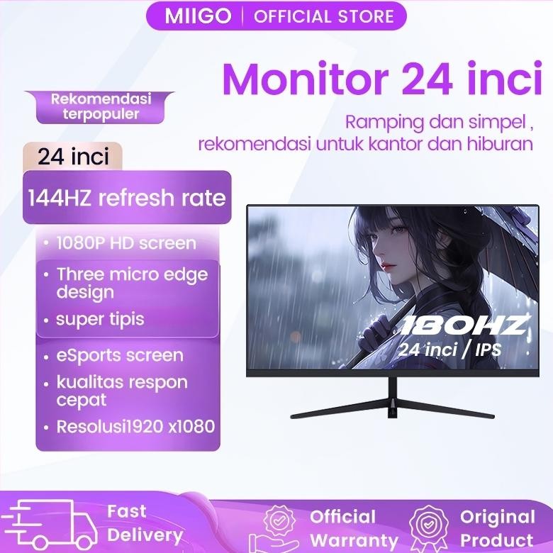 NEW MIIGO- Monitor, Monitor Game Profesional, Monitor 24 Inci, Tampilan Lengkung, Panel IPS, (144HZ/