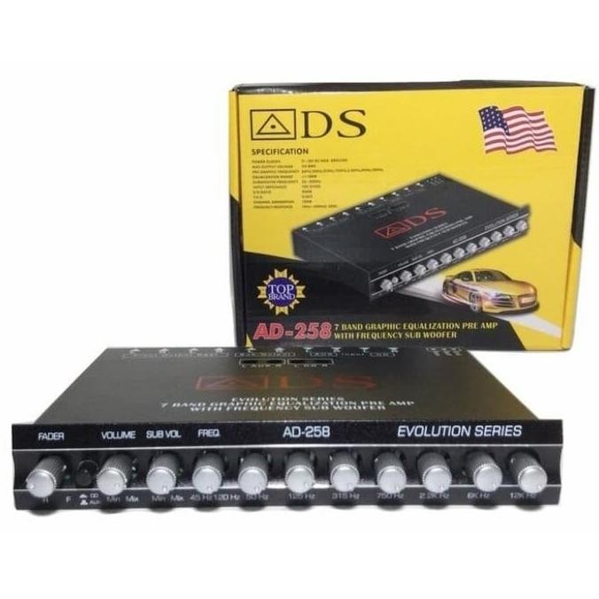 TERMURAH - PARAMETRIK/PRE AMP EQUALIZER ADS AD-258 WITH FREQUENSI SUBWOOFER