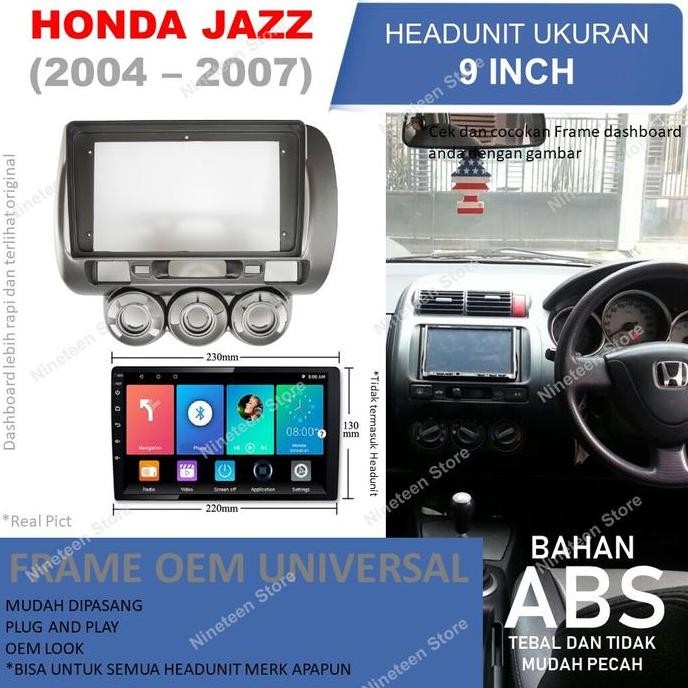 TERBARU - Frame Panel Honda Jazz GD3 Untuk Head unit Android 9 Inch