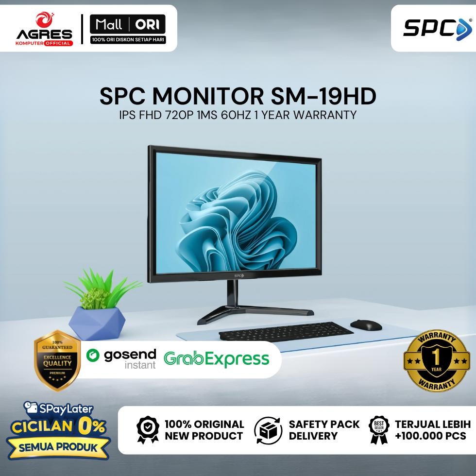 NEW SPC MONITOR 19 INCH SM-19HD IPS HD 720P 1MS60HZ1Y