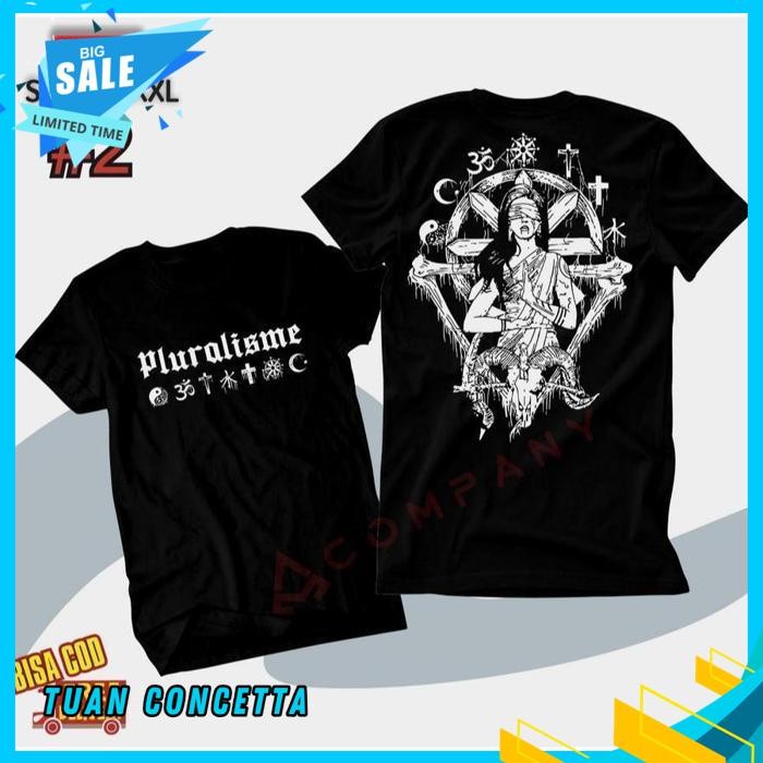 KAOS TSHIRT BAJU MURAH COMBED 30S DISTRO PLURALISME BAPHOMET SABLON BORDIR POLOS CUSTOM INDONESIA PR