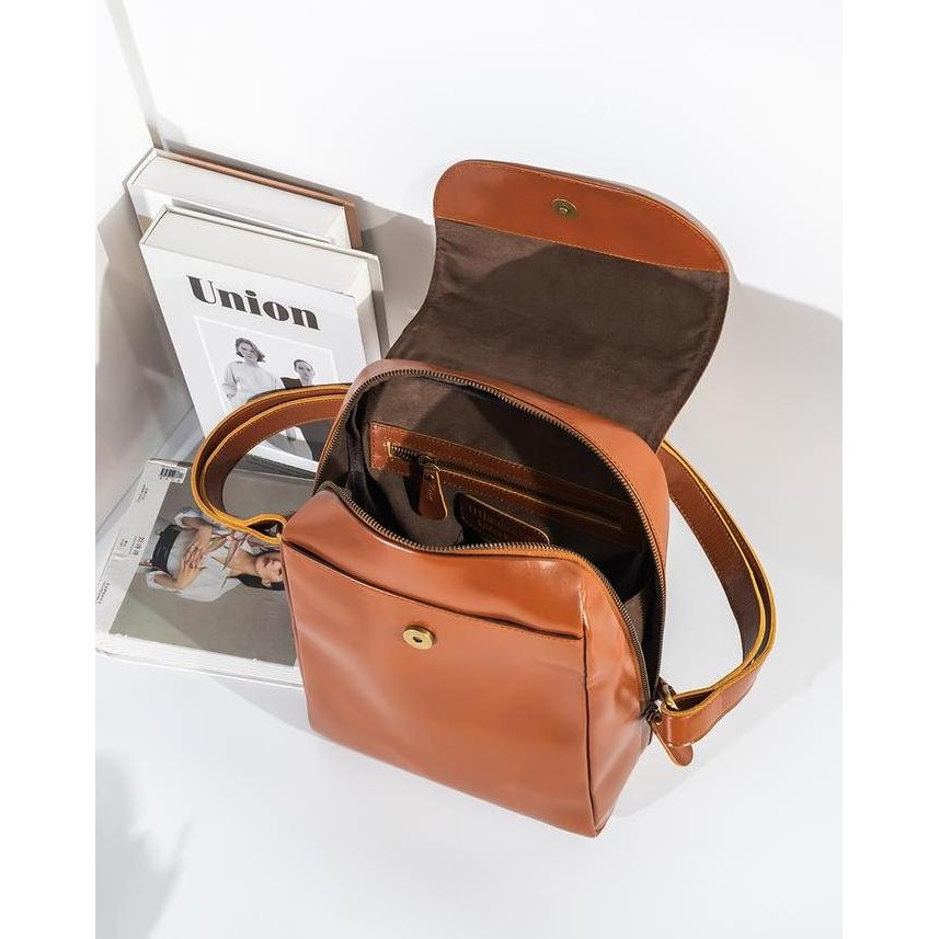 Kenes Leather Tas Ransel Wanita Kulit Asli Backpack CAMELIA Pullup