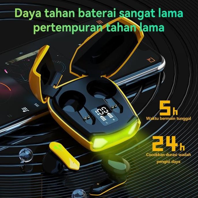 CODGaming Wireless Headset Bluetooth 5.4 TWS GM08 Bumblebee Earbuds Hi-Fi Stereo No Delay Black Yell