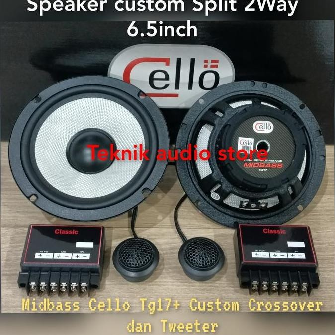 Speaker Split 2way Midbass Cello TG17 dan Custom crossover 2way+Tw