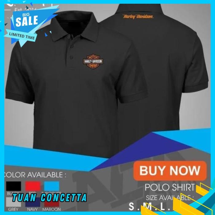 KAOS POLO SHIRT TSHIRT BAJU KERAH DISTRO HARLEY DAVIDSON POLOS CUSTOM INDONESIA PRIA WANITA UNISEX K