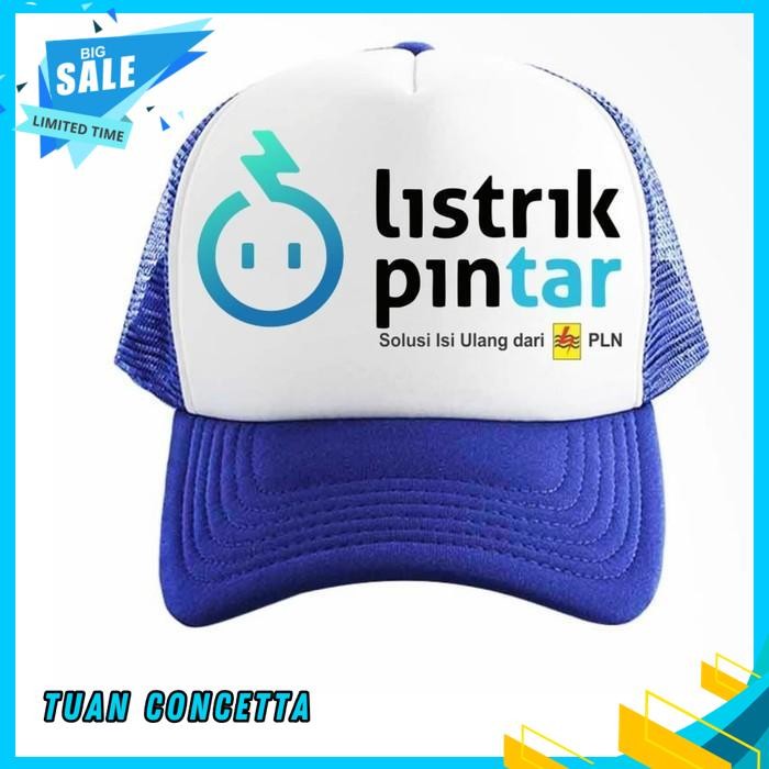 TOPI TRUCKER JARING HAT CAP DISTRO PLN LISTRIK PINTAR SOLUSI ISI ULANG BUMN AKHLAK POLOS CUSTOM INDO