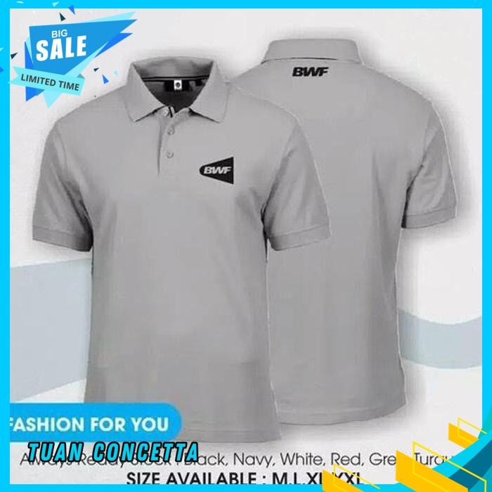 KAOS POLO SHIRT TSHIRT BAJU KERAH DISTRO BWF BADMINTON BULU TANGKIS POLOS CUSTOM INDONESIA PRIA WANI