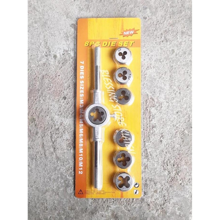 monggo] ALAT PEMBUAT DRAT / HAND TAP SET HAND DIE SET 8 PCS / HAND TAP DIE SET