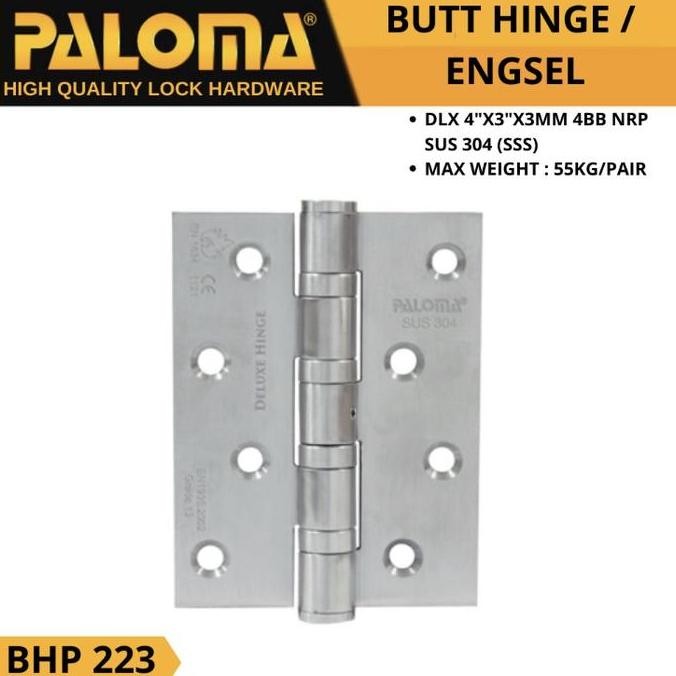 Terbaik Engsel Pintu Jendela Paloma Bhp 223 Dlx 4"X3"X3Mm 4Bb Nrp Sus 304 100% Ori