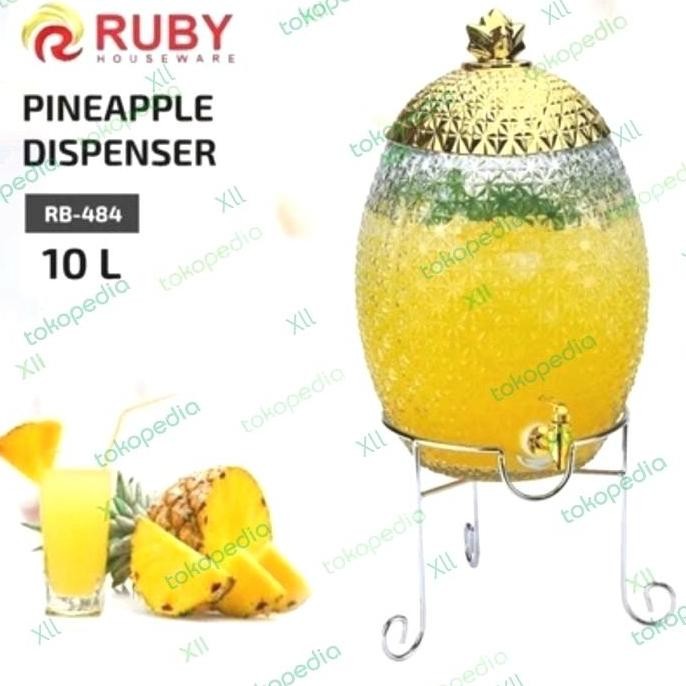 Terbaik Ruby Rb~484G Dispenser Minuman Motif Nanas Kaca 10 Liter Pineapple Beverage Water Dispenser 