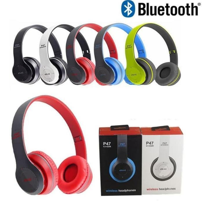 Headset Handsfree Headphone P47 Bluetooth Wireless Headphones Micro Sd Termurah Best Quality 100% Or