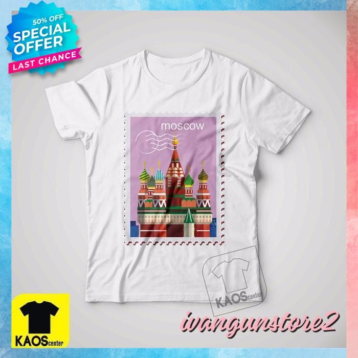 KAOS TSHIRT BAJU COMBED 30S DISTRO MOSCOW RUSSIA RUSIA MURAH OBRAL OLEH OLEH POLOS CUSTOM PERANGKO B